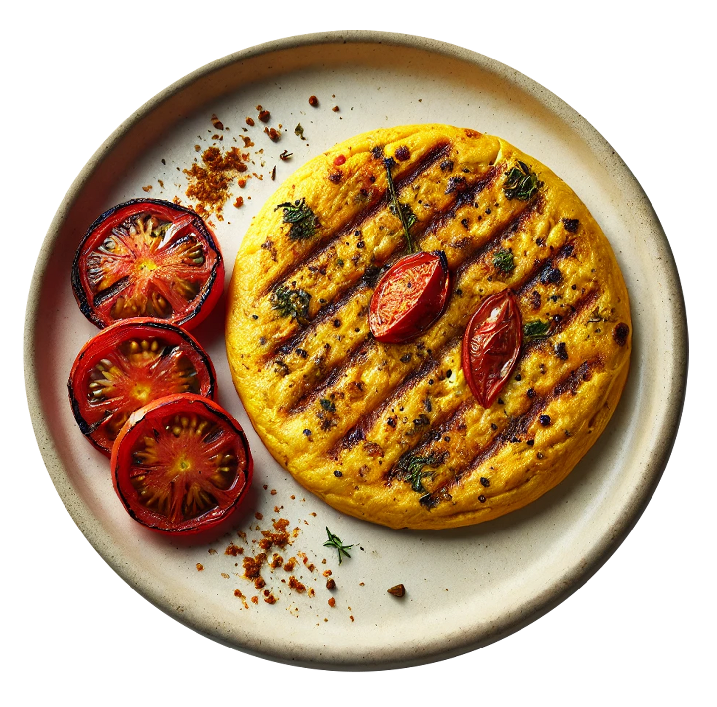 Chicken Masala Omelette, Grilled Tomatoes (KETO)