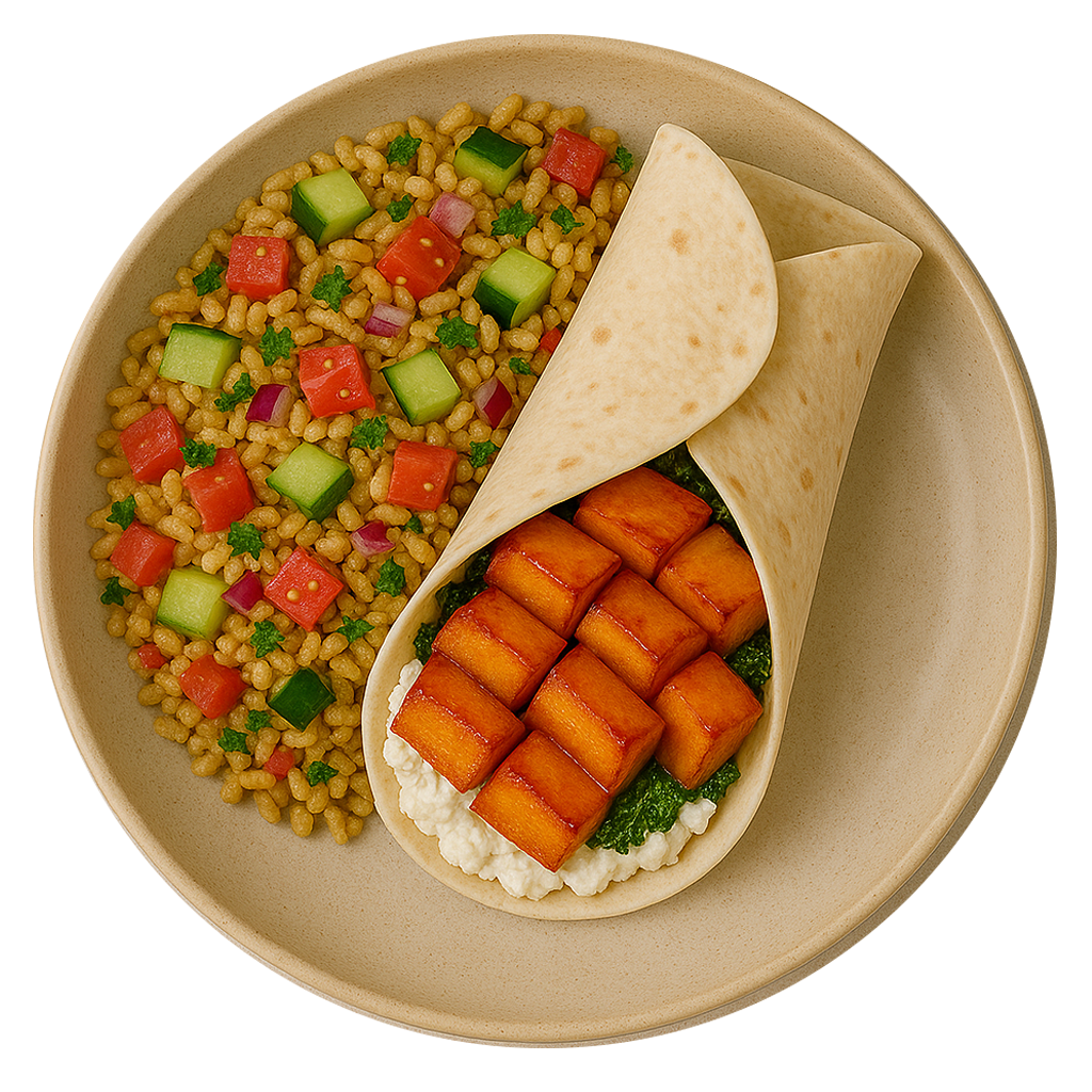 Honey Roasted Butternut Squash & Whipped Feta Cheese, Mediterranean Rice Salad