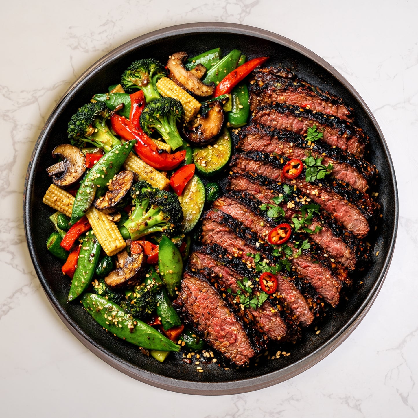 Keto Lao steak noodles with tender beef and low carb vegetables – high protein keto meal delivery UK