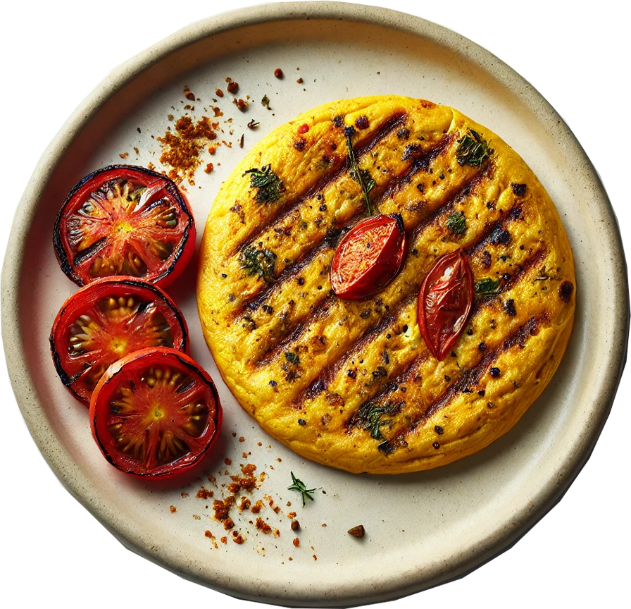 Masala Omelette, Grilled Tomatoes, Spinach (KETO)