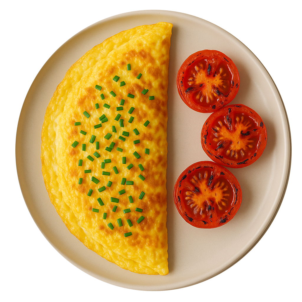 Three Cheese & Chive Omelette, Grilled Tomatoes (KETO)