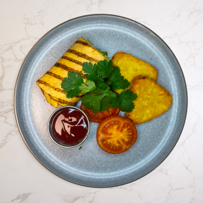 Breakfast Burrito, Hash Brown, Tomato Relish