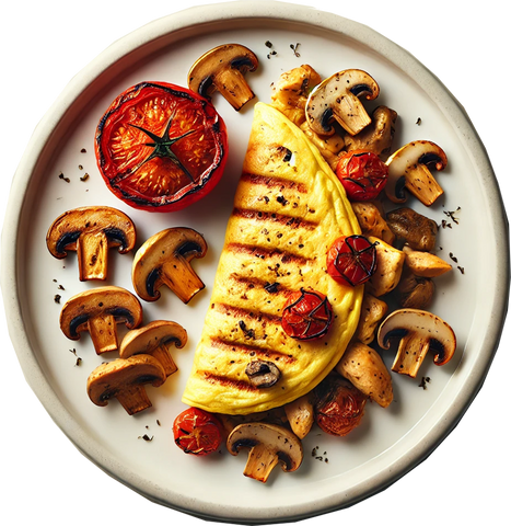 Chicken & Mushroom Omelette, Grilled Tomatoes (KETO)