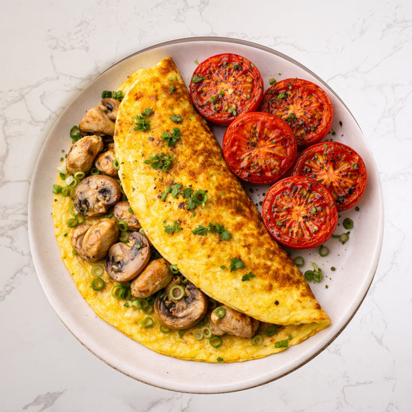 Chicken & Mushroom Omelette, Grilled Tomatoes (KETO)