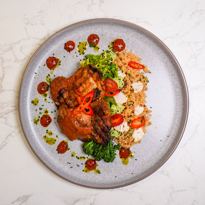 Cajun Chicken Breast, Chimichurri Charred Greens, Pineapple & Chilli Salsa (KETO)