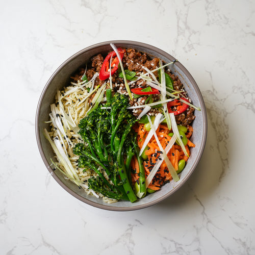 Ground Beef Poke Bowl with Chilli, Ginger, and Coriander Rice