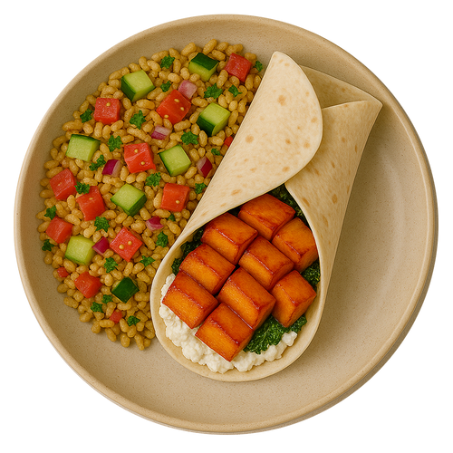 Honey Roasted Butternut Squash & Whipped Feta Cheese, Mediterranean Rice Salad