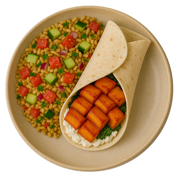 Honey Roasted Butternut Squash & Whipped Feta Cheese, Mediterranean Rice Salad