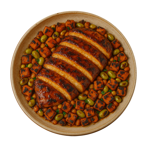 Honey & Mustard Thighs, Sweet Potato Succotash