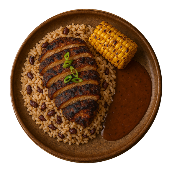 Jerk Chicken Rice & Peas Corn on the Cob
