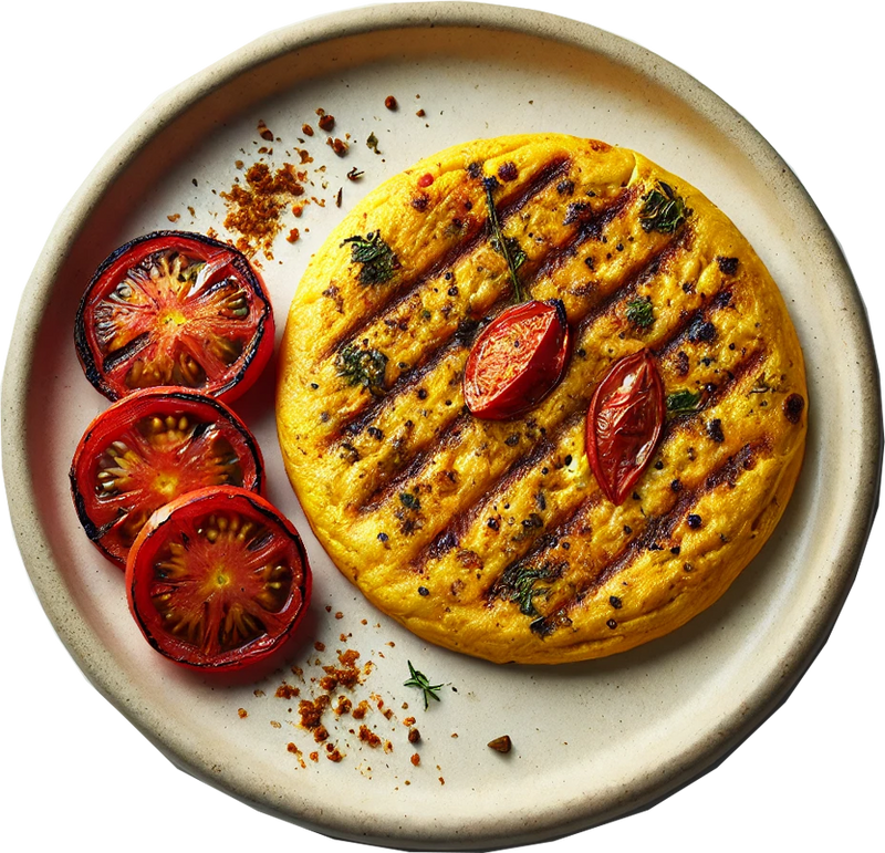 Masala Omelette, Grilled Tomatoes, Spinach (KETO)