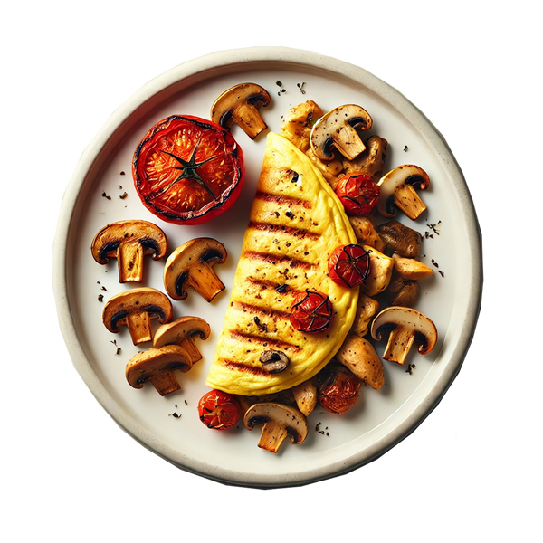 Chicken & Mushroom Omelette, Grilled Tomatoes (KETO)