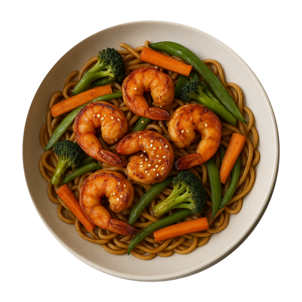 Chilli & Ginger King Prawn Stir Fry, Honey & Sesame Wok Fried Broccoli