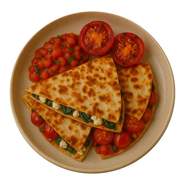 Feta & Spinach Quesadilla, Grilled Tomatoes, Chunky Tomato Salsa (KETO)