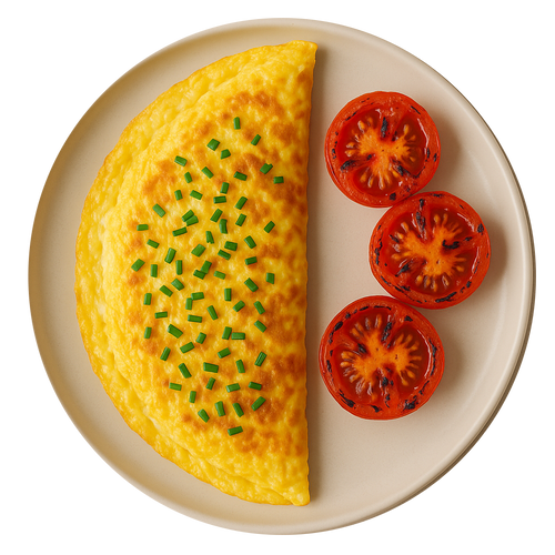 Three Cheese & Chive Omelette, Grilled Tomatoes (KETO)