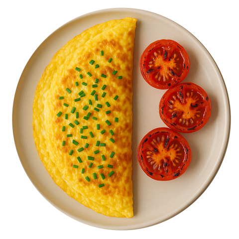 Three Cheese & Chive Omelette, Grilled Tomatoes