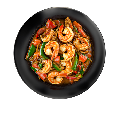Chilli & Ginger King Prawn Stir Fry, Honey & Sesame Wok Fried Broccoli