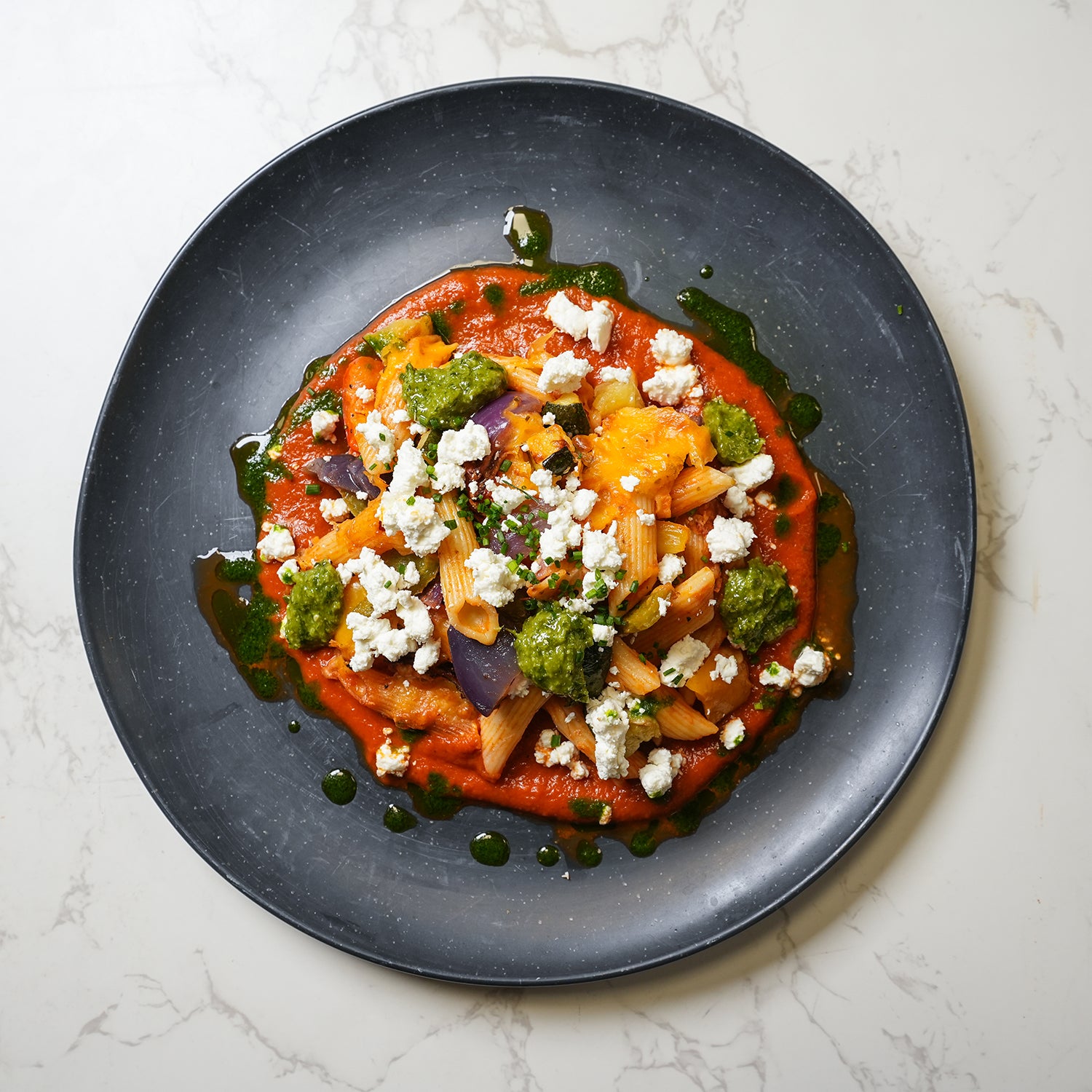 Romesco Penne with Roasted Vegetables – Vegetarian Pasta